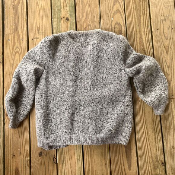 Vintage 1980s Handwoven Wool Cardigan - Open Front - Puff Shoulders - Picture 3 of 13